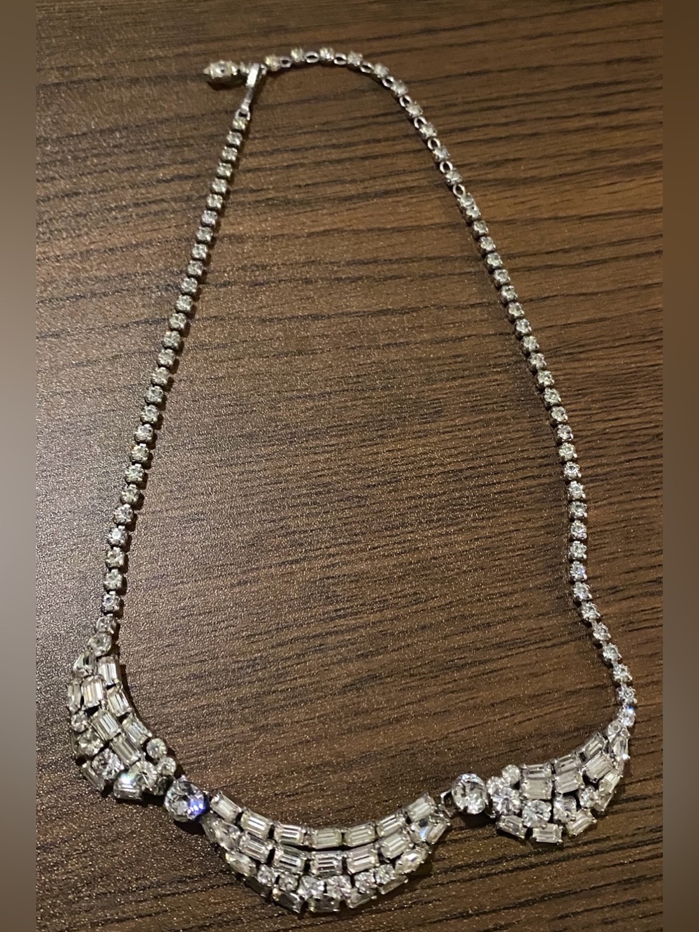 Vintage Sherman Clear Rhinestone Choker Chandelier Necklace